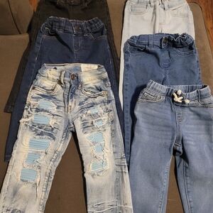 Toddler Boys Denim Jeans and Distressed Jeans Pack - Light to Dark Blue 6 Pairs